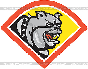 Angry Bulldog Mongrel Head Diamond Cartoon - vector image