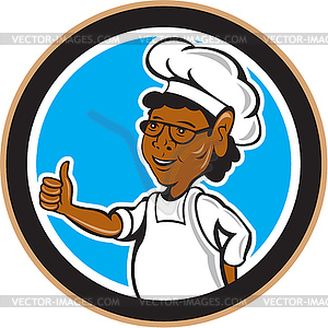 African American Chef Cook Thumbs Up Circle - vector clipart