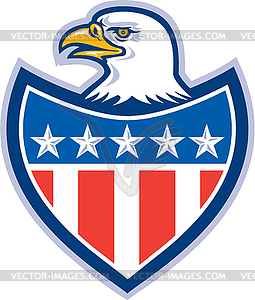 American Bald Eagle Flag Shield Retro - vector clip art