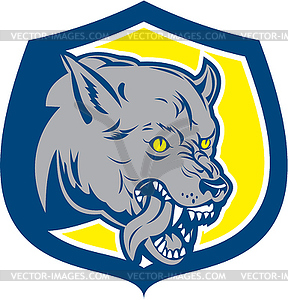 Angry Wolf Wild Dog Head Shield Retro - vector image