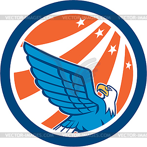 American Eagle Flying Looking Up Retro - vector image