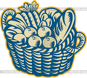 Crop Harvest Basket Retro - vector image