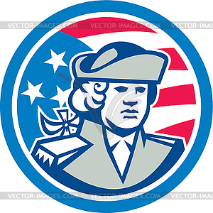 American Patriot Bust Stars and Stripes Flag - vector clipart