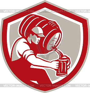 Bartender Carrying Barrel Pour Pitcher Retro - vector clipart