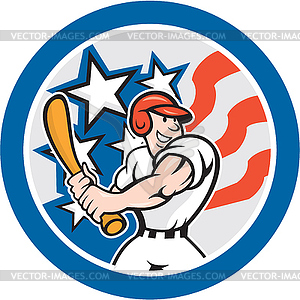 American Baseball Player Batting Circle Cartoon - vector clip art