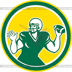 American Football Quarterback QB Circle Retro - vector image