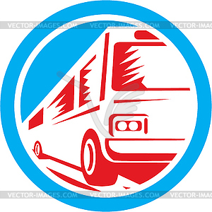 Tourist Coach Shuttle Bus Circle Retro - vector clipart