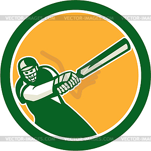 Cricket Player Batsman Batting Circle Retro - vector clipart