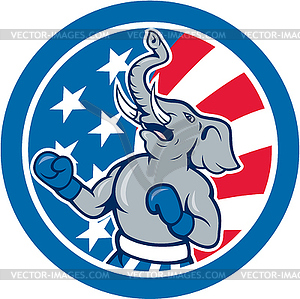 Republican Elephant Boxer Mascot Circle Cartoon - vector clipart
