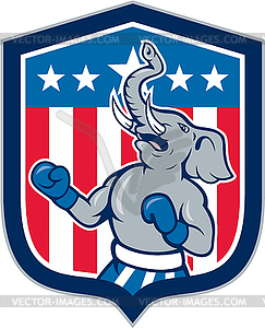 Republican Elephant Boxer Mascot Shield Cartoon - vector image