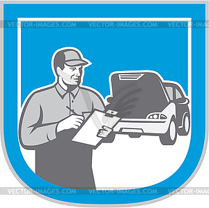 Auto Mechanic Automobile Car Repair Check Retro - vector image