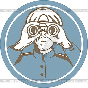 Ship Sea Captain Binoculars Circle Retro - vector clipart