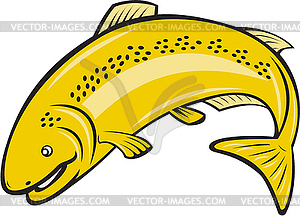 Trout Rainbow Fish Jumping Cartoon - vector image