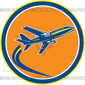 Commercial Jet Plane Airline Flying Retro - royalty-free vector clipart