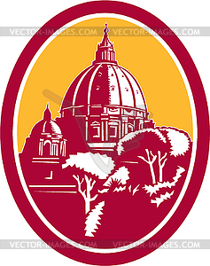Dome of St Peter`s Basilica Vatican Retro - vector clipart