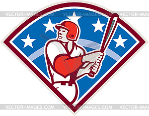 American Baseball Batter Hitter Bat Diamond Retro - vector clip art