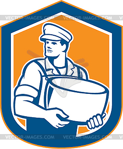 Cheesemaker Holding Parmesan Cheese Retro - vector image