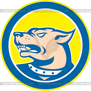 Angry Dog Head Circle Retro - vector clipart