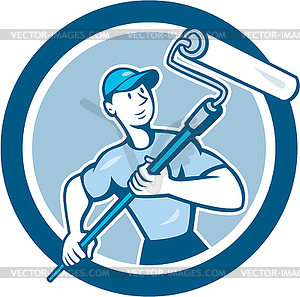 House Painter Paint Roller Circle Cartoon - vector clipart / vector image