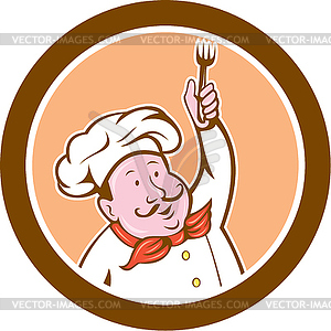 Chef Cook Holding Fork Cartoon - vector clipart