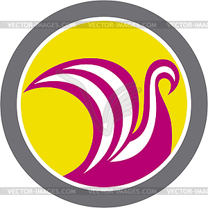 Swan Viking Ship Circle Retro - vector clip art