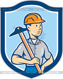 Engineer Architect T-Square Shield Cartoon - vector image