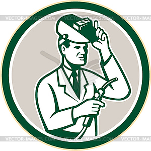 Scientist Lab Researcher Welder Circle Retro - vector clipart