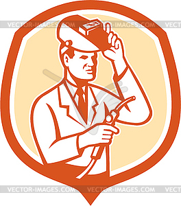 Scientist Lab Researcher Welder Shield Retro - vector image