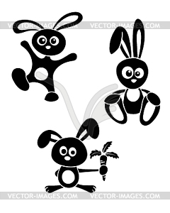 Черно-белый кролики - векторный клипарт / векторное изображение