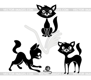 Black and white cats - vector clipart