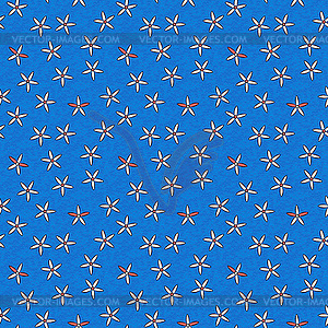 Seamless retro pattern of small flowers on blue - vector image