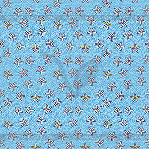 Seamless retro pattern of small flowers on blue - vector image