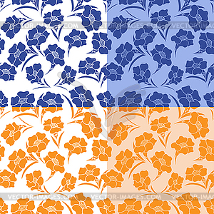 Four seamless herbal patterns - vector clip art