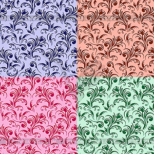 Four stylized swirl floral patterns - vector clipart