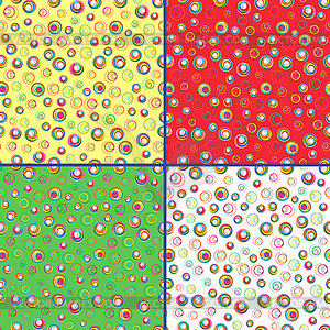 Четыре бесшовные модели с красочными кругах - клипарт в векторном виде