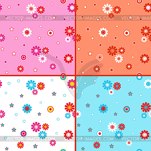 Four seamless patterns with daisies - vector clipart / vector image