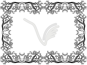 Black and white frame with floral elements - vector clip art