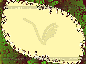 Frame with floral elements in green hues - vector image