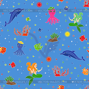 Funny underwater marine life - vector EPS clipart