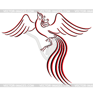 Black and red graceful Firebird contour - stock vector clipart