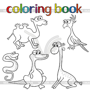 Set of animals for coloring book - vector clipart