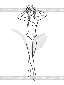 Young slim woman in bikini - vector clip art