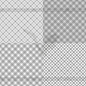 Four mesh seamless patterns with dashed lines - vector image