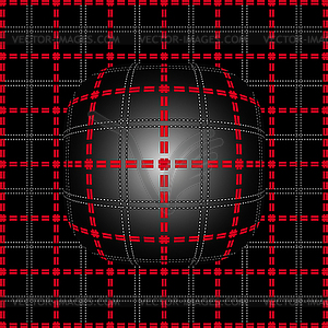 Red grid lighting convex background - vector clipart