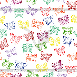 Seamless pattern with colorful butterflies - vector EPS clipart