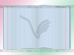 Open chequered school notebook - vector clip art