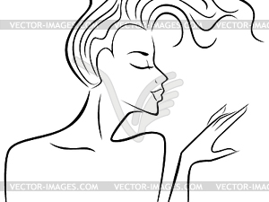 Female silhouette with flowing hair - vector clipart