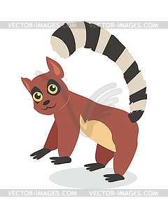 Cute Lemur Cartoon Icon in Flat Design - royalty-free vector image
