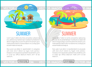 Sommerurlaub Und Urlaub Am Meer Banner Vektor Clipart Vektorgrafik