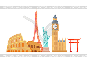 Colosseum and Eiffel Tower - vector image